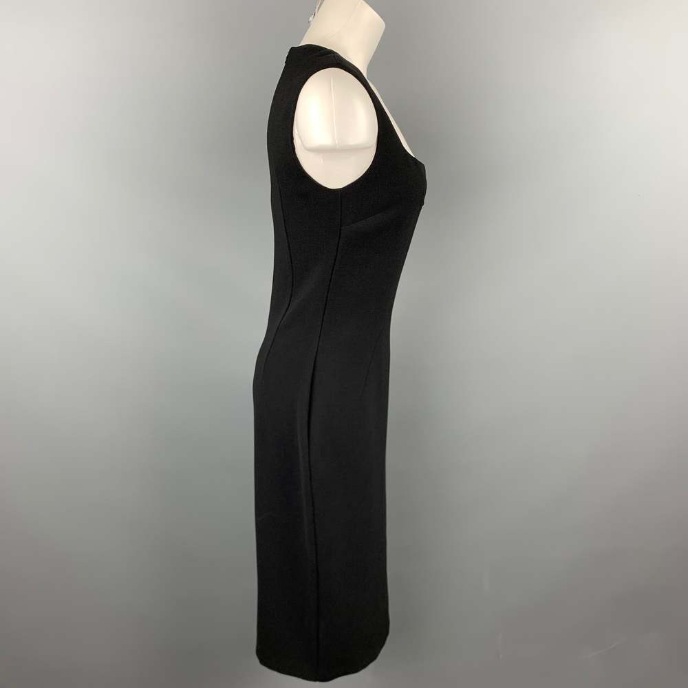 DOLCE & GABBANA Size 8 Black Wool Blend Scoop Neck A-Line Dress - Picture 3 of 5